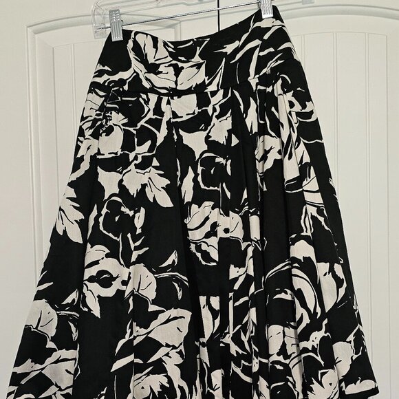 NWT Women's‎ Lauren Ralph Lauren Black/White Floral Fountainhead Skirt Size 4 - Picture 1 of 7